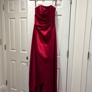 Vintage Bridesmaids Dress Elegant Red Strapless